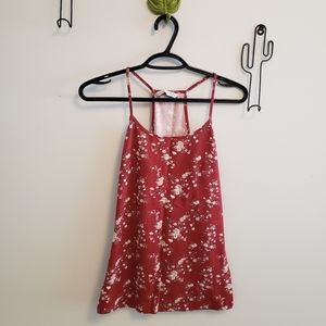 Red tank top with rose detail